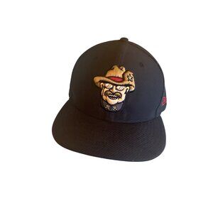 Frisco Roughriders Fitted Cap 7 3/8 Dark Blue Baseball Logo Embroidery